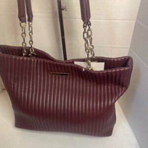 Donna Karan Shoulder Bag in soft Lamb Leather-Burgundy--NEW